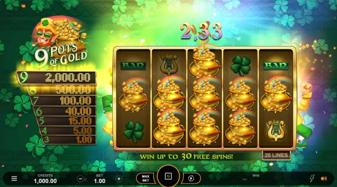 9 Pots of Gold slot game with scatters